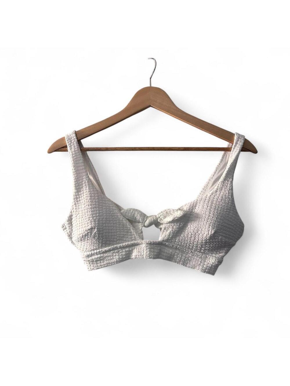 Aerie White Textured Scoop Bikini Top Size M NWT $44.95